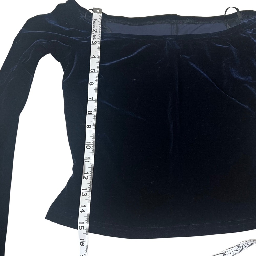 Vintage Scott McClintock Millennium 2000 Navy Blue Velvet Y2KTop S Goth Romantic - Picture 5 of 7